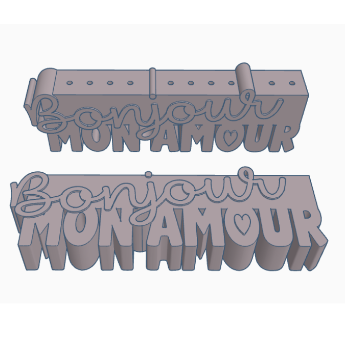 STL 3D Druck Datei 2 Designs Statement Schriftzug "Bonjour mon amour" Frankreich Geschenkidee Deko Guten Morgen 3D-Druck STL – Bild 2