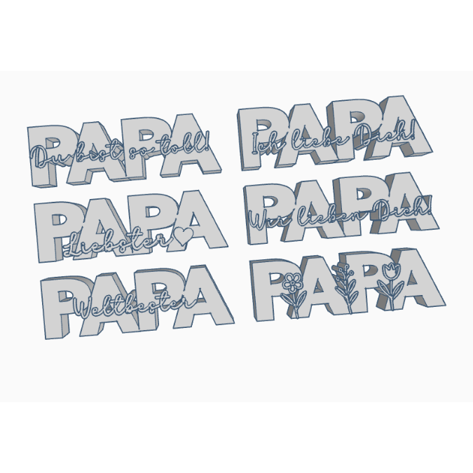 STL 3D Druck Datei 6 verschiedene Designs Papa Schriftzug 3D-Datei Vatertag Weltbester Vater wir lieben dich Blumen Bester Papa – Bild 2