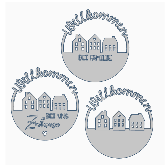 STL 3D Druck Datei Kränze 3 Designs Willkommen bei uns zuhause inkl Blanko zum personalisieren 3D-Datei 3D-Druck Vorlage Kranz Türkranz – Bild 2