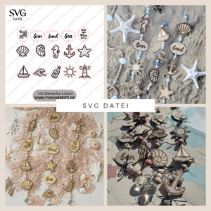 SVG Laserdatei Meer Sonnenfänger 15 Designs Sonnenfänger Anhänger Urlaub Strand Sand Sonne Gute Laune Sommer SVG Datei