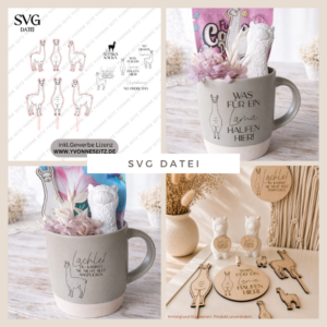 SVG Laserdatei Lama Alpacka Stecker, Anhänger und Bundle du kannst sie nicht alle anspucken Caketopper Pflanzenstecker Laser SVG Datei
