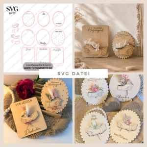 SVG Laserdatei Geschenk Karten für Blumen Gutscheine Liebesbrief Hand blumenstrauß Trockenblumen Postkarten Grußkarten SVG Datei