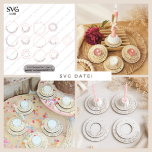 SVG Laserdatei Mini Geburtstagsparty Geburtstag Teelicht Gute Laune SVG Datei Geburtstag in der Tüte Kleinigkeit Mitbringsel