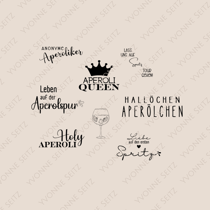 SVG Laser Datei Gravur Aperoli Queen Sommer Drinks Mädels Coktails Getränke Laserdatei Plotterdatei