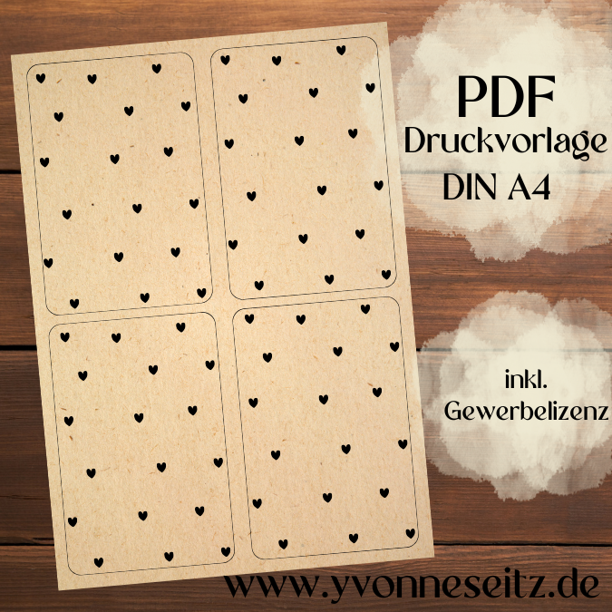 PRINT DRUCKVORLAGE PDF Verpackung Kleinigkeiten Geschenkkarte Herzen Blanko Tüteneinleger in der Tüte Printable zum ausdrucken
