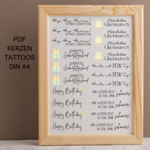 Geburtstag Geburtstag Happy Birthday PDF Kerzen Tattoo Vorlage A4 Kerzentattoos zum selber drucken Kerzensticker DIGITALE DATEI