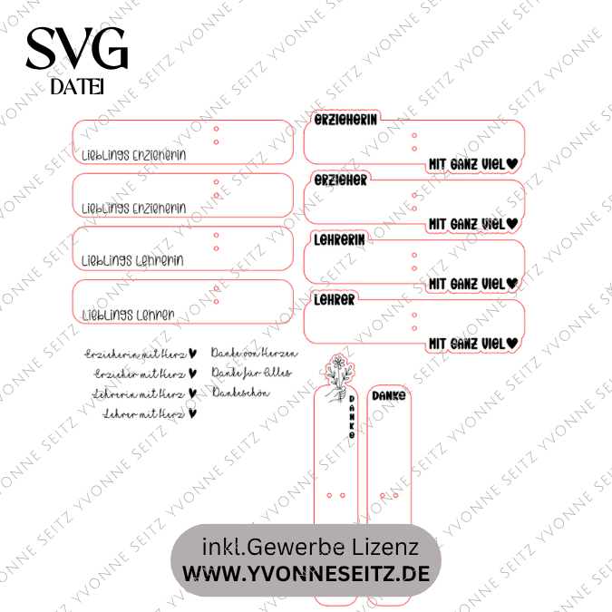 SVG Laser Datei Stiftehalter inkl Gravuren für Kugelschreiber Erzieherin Erzieher Lehrer Kindergartenabschied Kita Lehrerin Datei Abschied – Bild 2