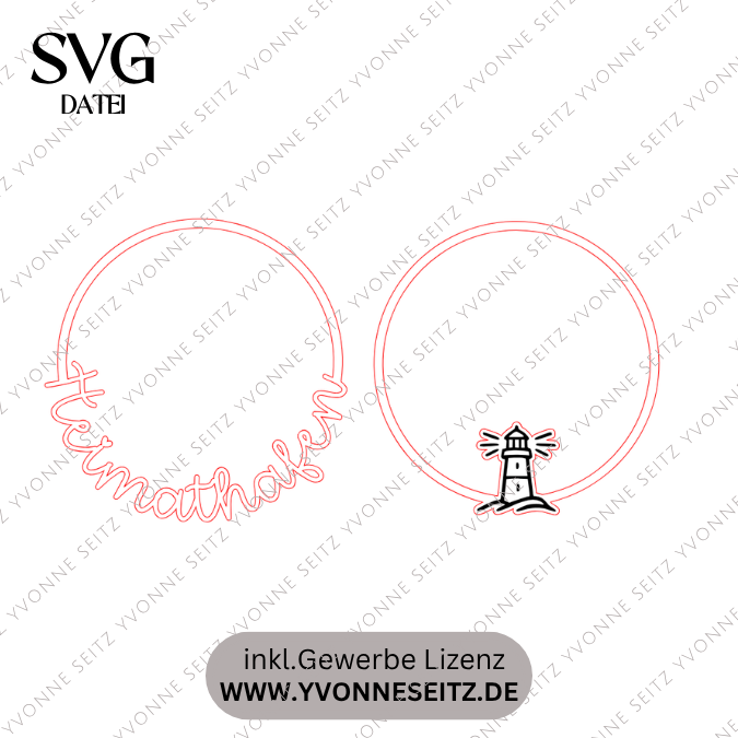 SVG Laserdatei 2 Designs Kranz Kränze Heimathafen Leuchtturm Maritim Urlaub Meer Urlaub Ostsee Nordsee Sommer Heimathafen SVG Datei – Bild 2