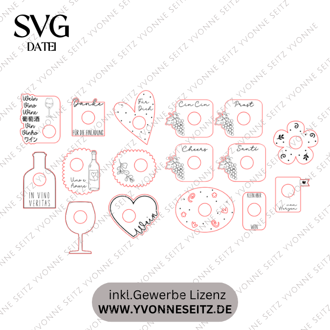 SVG Laserdatei 16 Designs Weinkorken Halter für Korken Wein SB Lädchen Schrankladen Korkenhalter Verpackung für Korken SVG Datei – Bild 2