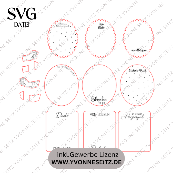 SVG Laserdatei Geschenk Karten für Blumen Gutscheine Liebesbrief Hand blumenstrauß Trockenblumen Postkarten Grußkarten SVG Datei – Bild 2