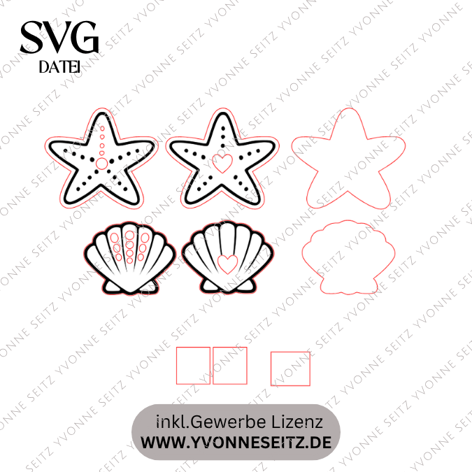 SVG Laserdatei 4 Designs Muschel und Seestern zum füllen mit Blumen, Geld oder Ballonlicht Sommer Maritim Lichtdatei Leuchtdeko SVG-Datei – Bild 2