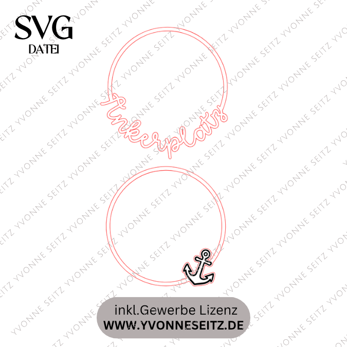 SVG Laserdatei 2 Designs Kranz Kränze Anker Ankerplatz Maritim Urlaub Meer Urlaub Ostsee Nordsee Sommer Heimathafen SVG Datei – Bild 2