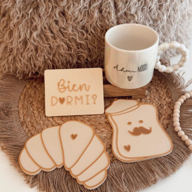 STL 3D-Druck Datei 6er Set Untersetzer Dekobretter Croissant Frenchtoast Frühstück Frankreich Kaffee Dekoteller Tee 3D Geschenkidee 3D-Datei – Bild 6
