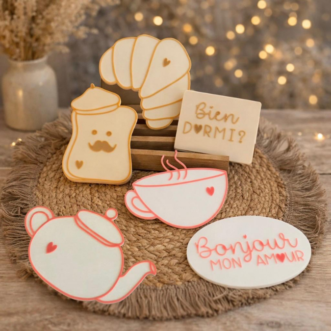 STL 3D-Druck Datei 6er Set Untersetzer Dekobretter Croissant Frenchtoast Frühstück Frankreich Kaffee Dekoteller Tee 3D Geschenkidee 3D-Datei – Bild 3
