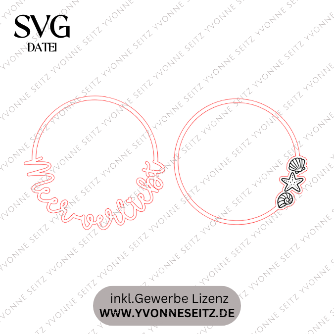 SVG Laserdatei 2 Designs Kranz Kränze Meerverliebt Muscheln Maritim Urlaub Meer Urlaub Ostsee Nordsee Sommer Heimathafen SVG Datei – Bild 2