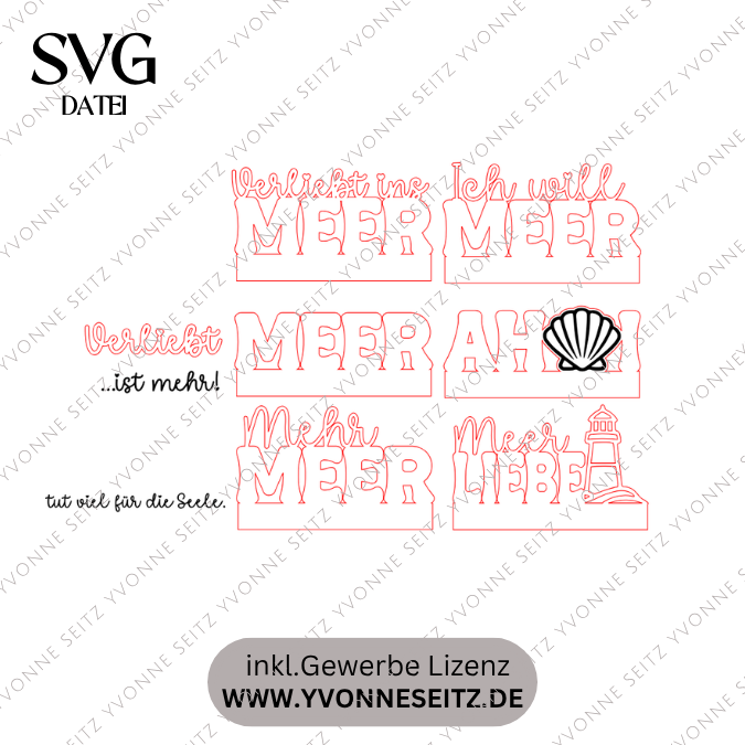 SVG Laserdatei Klötzchenaufsteller Meer Maritim Ahoi Klötzchenschrift inkl Gravuren SVG Datei – Bild 2