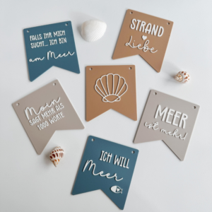 STL 3D Druck Datei 9 designs Maritime Wimpel Meer Strand Wellen Urlaub Anker Maritim Dekogirlande Strandkorbdeko Geschenkidee 3D-Druck Datei