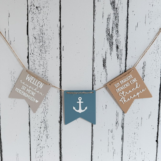 STL 3D Druck Datei 9 designs Maritime Wimpel Meer Strand Wellen Urlaub Anker Maritim Dekogirlande Strandkorbdeko Geschenkidee 3D-Druck Datei – Bild 4