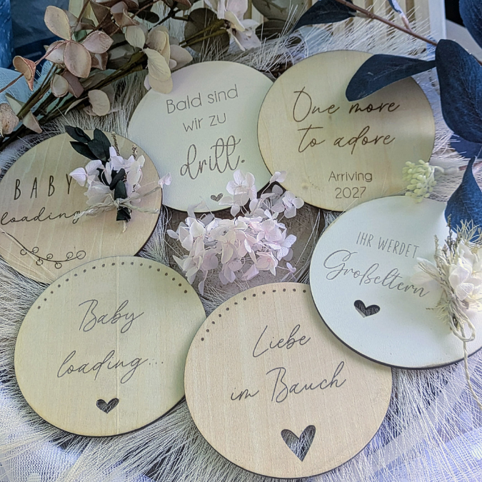 SVG Datei Laserdatei Holzscheiben Schwanger Baby loading Liebe im Bauch Schwangerschaftsverkündung Oma Opa Tante Schwangerschaft Geburt Baby – Bild 5