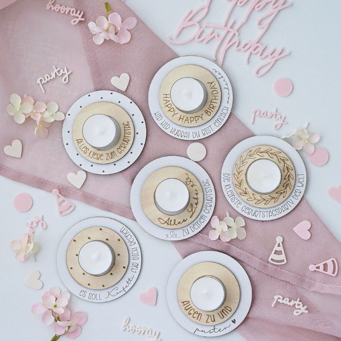 SVG Laserdatei Mini Geburtstagsparty Geburtstag Teelicht Gute Laune SVG Datei Geburtstag in der Tüte Kleinigkeit Mitbringsel – Bild 4