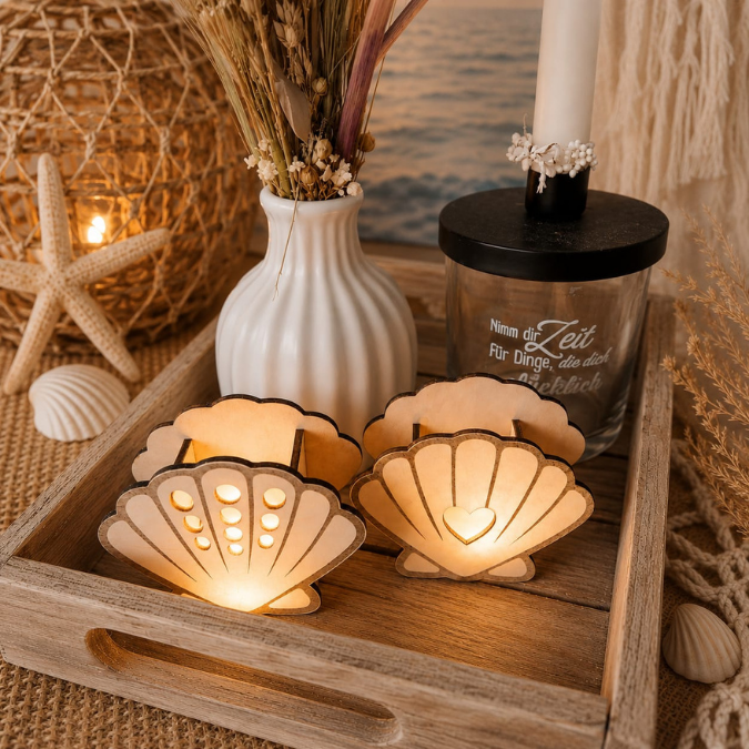 SVG Laserdatei 4 Designs Muschel und Seestern zum füllen mit Blumen, Geld oder Ballonlicht Sommer Maritim Lichtdatei Leuchtdeko SVG-Datei – Bild 3