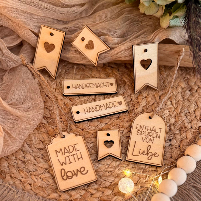 SVG Laserdatei Geschenkanhänger 10 designs Handmade made with love diy Handgemacht herz verschiedene Anlässe Geschenkidee SVG Datei – Bild 10