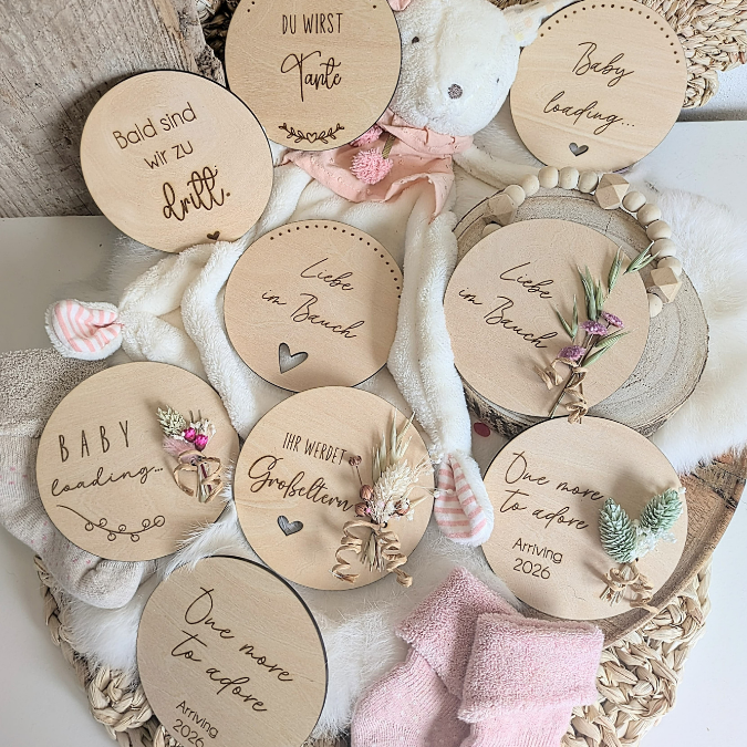 SVG Datei Laserdatei Holzscheiben Schwanger Baby loading Liebe im Bauch Schwangerschaftsverkündung Oma Opa Tante Schwangerschaft Geburt Baby – Bild 7