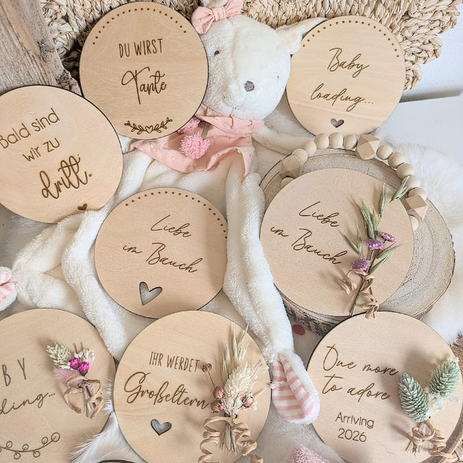 SVG Datei Laserdatei Holzscheiben Schwanger Baby loading Liebe im Bauch Schwangerschaftsverkündung Oma Opa Tante Schwangerschaft Geburt Baby – Bild 13