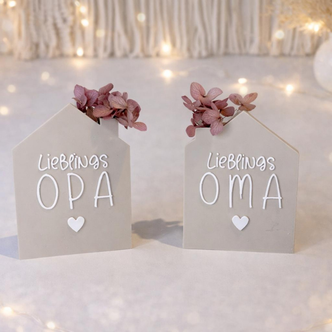 STL 3D Druck Datei 4er Set Häuser Haus Oma Opa mit Öffnung für Blumen Großeltern 3D-Druck Datei – Bild 3