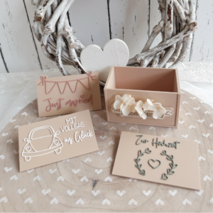 STL 3D Druck Datei Box mit Schiebefront austauschbar inkl 4 Designs Hochzeit Hochzeitsgeschenk 3D-Druck Datei Ehe Braut Wedding Geschenkbox