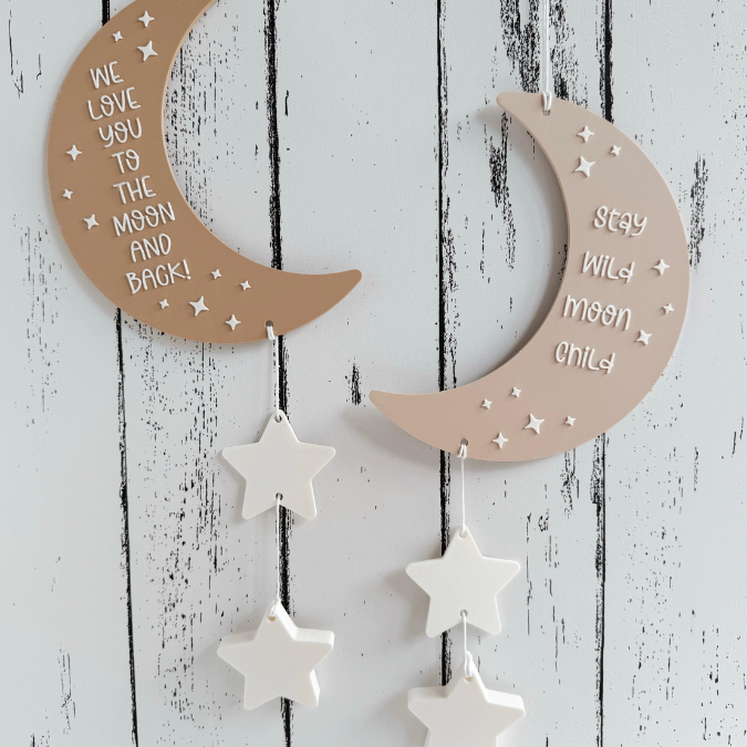 STL 3D Druck Datei 4er Set Mond We love you to the moon and back Deko Sonnenfänger Stay wild moon child Kinderzimmerdeko 3D-Druck Datei – Bild 4