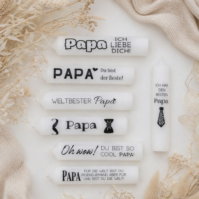 Papa Vatertag schwarz PDF Kerzen Tattoo Vorlage A4 Kerzentattoos zum selber drucken für Wasserschiebefolie Kerzensticker DIGITALE DATEI – Bild 3