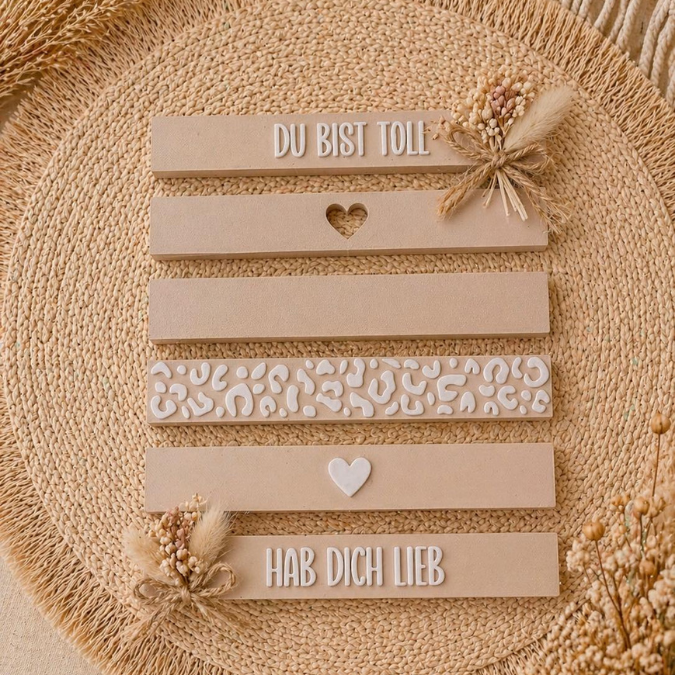 STL 3D Druck Datei 9 Designs Klötzchen inkl Halter für 3mm Laser Klötzchen Blanko Leo für verschiedene Anlässe Dateien 3D-Druck Datei