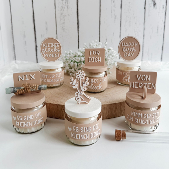 STL 3D Druck Datei XXl Set für Kerzenglas Banderolen Deckel und Stecker Hök Gök 3D-Druck Datei Mama Oma Geburtstag Mitbringsel Geldgeschenk – Bild 12