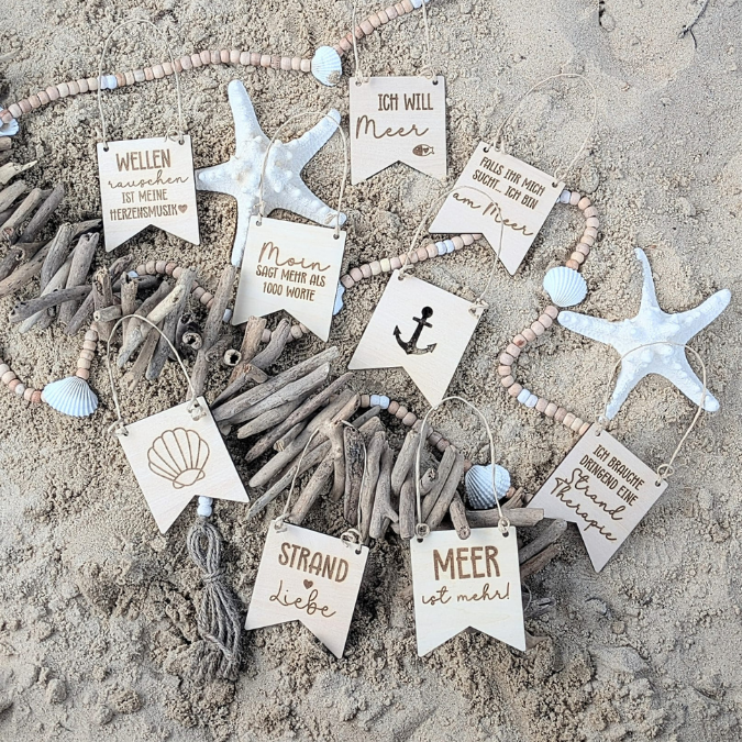 SVG Laserdatei Meer 9 Designs Schilder Wimpel Schildchen Anhänger Tags Urlaub Strand Sand Sonne Gute Laune Sommer SVG Datei – Bild 8
