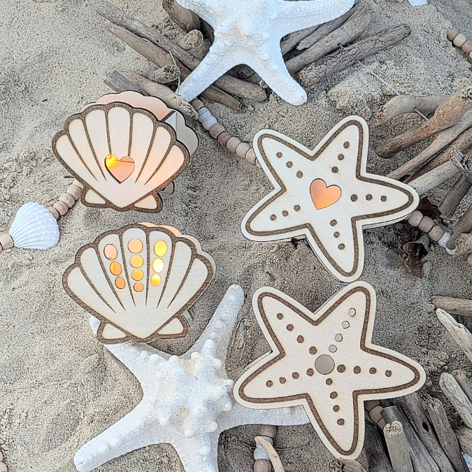 SVG Laserdatei 4 Designs Muschel und Seestern zum füllen mit Blumen, Geld oder Ballonlicht Sommer Maritim Lichtdatei Leuchtdeko SVG-Datei – Bild 33