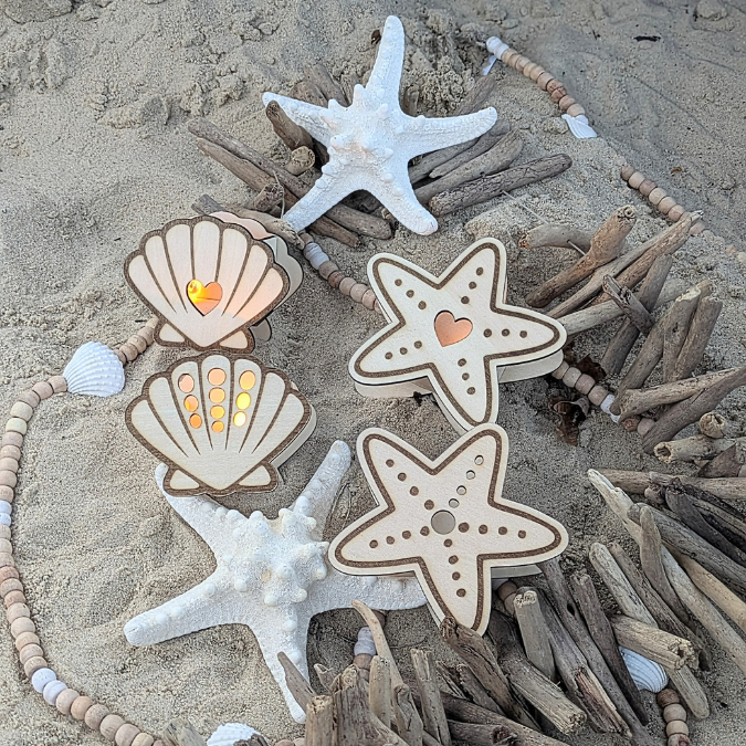 SVG Laserdatei 4 Designs Muschel und Seestern zum füllen mit Blumen, Geld oder Ballonlicht Sommer Maritim Lichtdatei Leuchtdeko SVG-Datei – Bild 17