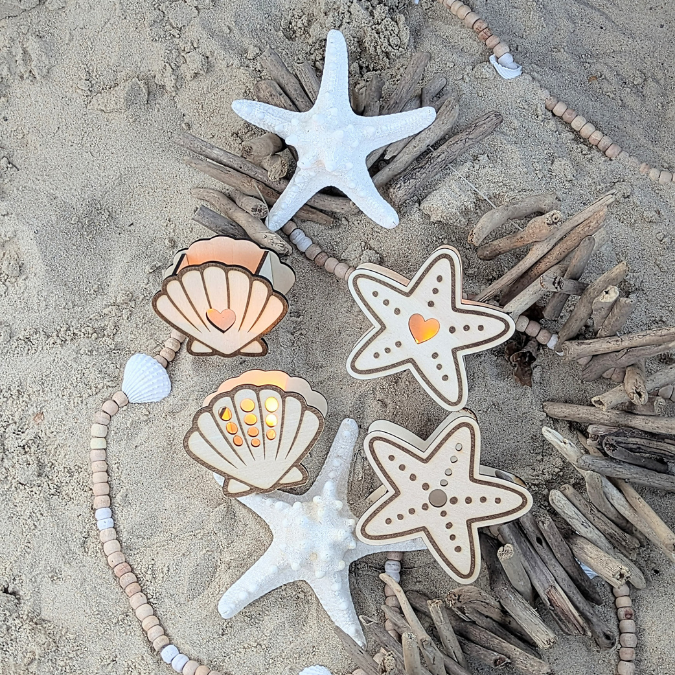 SVG Laserdatei 4 Designs Muschel und Seestern zum füllen mit Blumen, Geld oder Ballonlicht Sommer Maritim Lichtdatei Leuchtdeko SVG-Datei – Bild 34