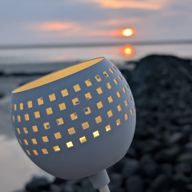 3D Druck Datei STL 3er Set Windlicht für LED Teeliichter oder Solarlichter (8cm) zum stecken, hängen und stellen inkl Stabhalter 6/8/10mm 3D-Druck – Bild 9