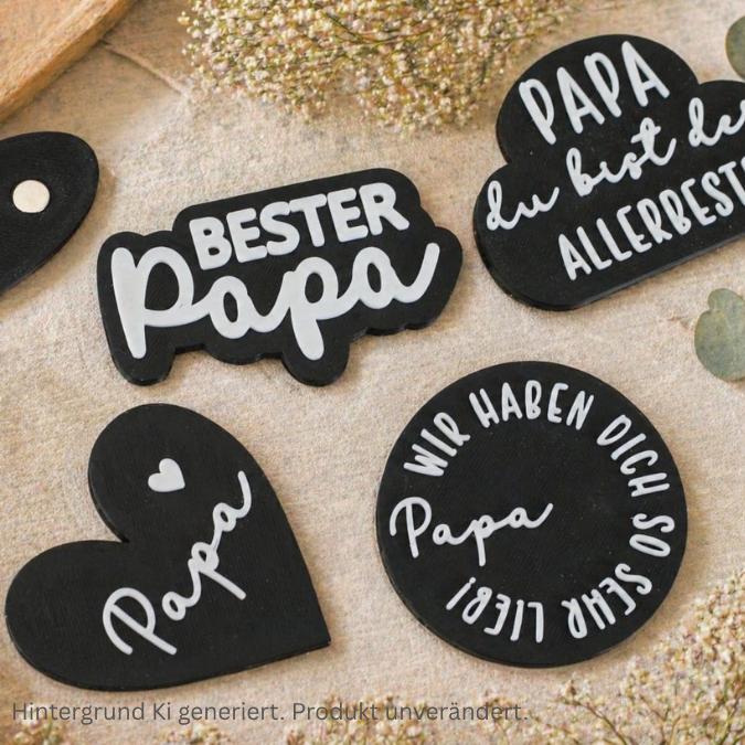 STL 3D Druck Datei 6 Designs Magnet Papa Vatertag für 2 Magnete zum einkleben bis 8mm Durchmesser3D-Druck Datei Kühlschrankmagnet Geschenk – Bild 7