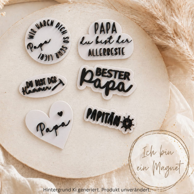 STL 3D Druck Datei 6 Designs Magnet Papa Vatertag für 2 Magnete zum einkleben bis 8mm Durchmesser3D-Druck Datei Kühlschrankmagnet Geschenk – Bild 5