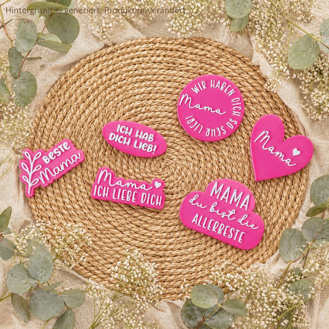 STL 3D Druck Datei 6 Designs Magnet Mama Muttertag für 2 Magnete zum einkleben bis 8mm Durchmesser3D-Druck Datei Kühlschrankmagnet Geschenk – Bild 4