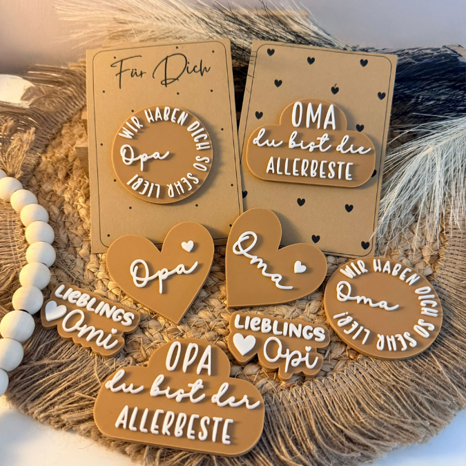 STL 3D Druck Datei 8 Designs Magnet Opa und Oma Vatertag Muttertag für 2 Magnete zum einkleben bis 8mm Durchmesser 3D-Druck Datei Geschenk – Bild 4