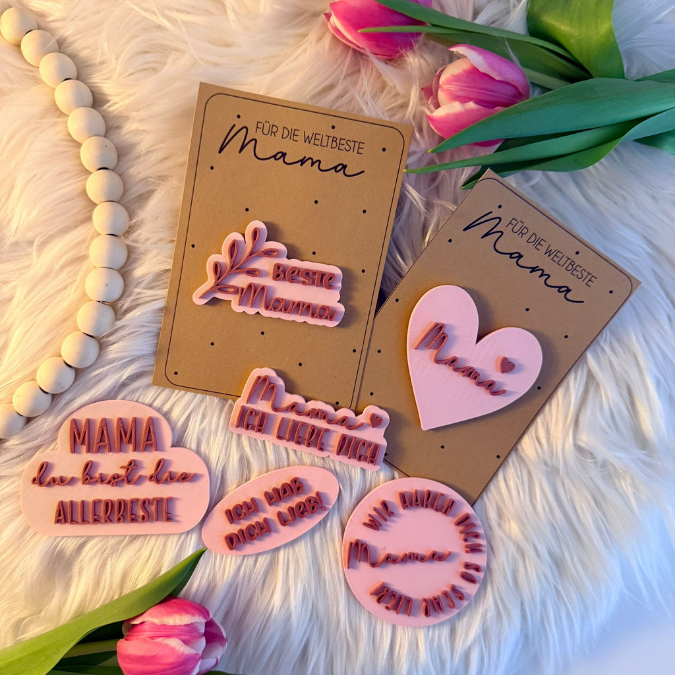 STL 3D Druck Datei 6 Designs Magnet Mama Muttertag für 2 Magnete zum einkleben bis 8mm Durchmesser3D-Druck Datei Kühlschrankmagnet Geschenk – Bild 10