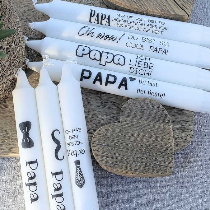 Papa Vatertag schwarz PDF Kerzen Tattoo Vorlage A4 Kerzentattoos zum selber drucken für Wasserschiebefolie Kerzensticker DIGITALE DATEI – Bild 5