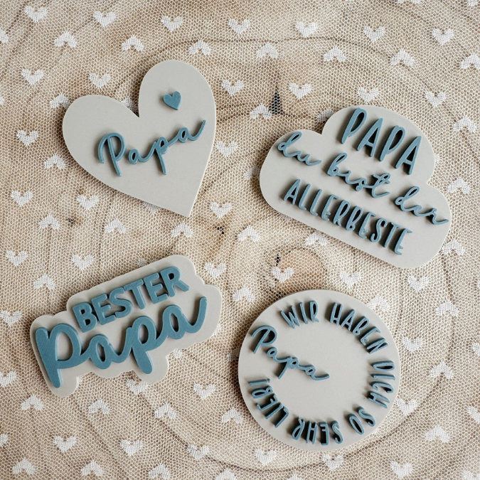 STL 3D Druck Datei 6 Designs Magnet Papa Vatertag für 2 Magnete zum einkleben bis 8mm Durchmesser3D-Druck Datei Kühlschrankmagnet Geschenk – Bild 3