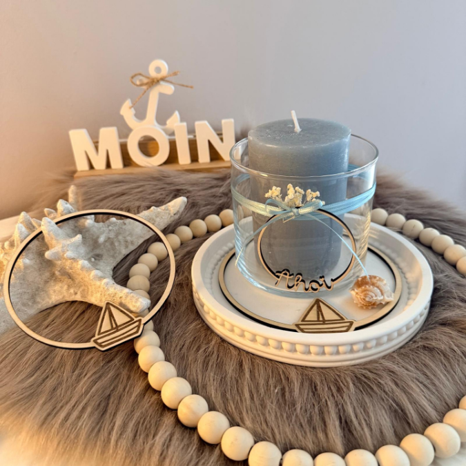 SVG Laserdatei 2 Designs Kranz Kränze Ahoi Segelboot Maritim Urlaub Meer Urlaub Ostsee Nordsee Sommer Heimathafen SVG Datei – Bild 11