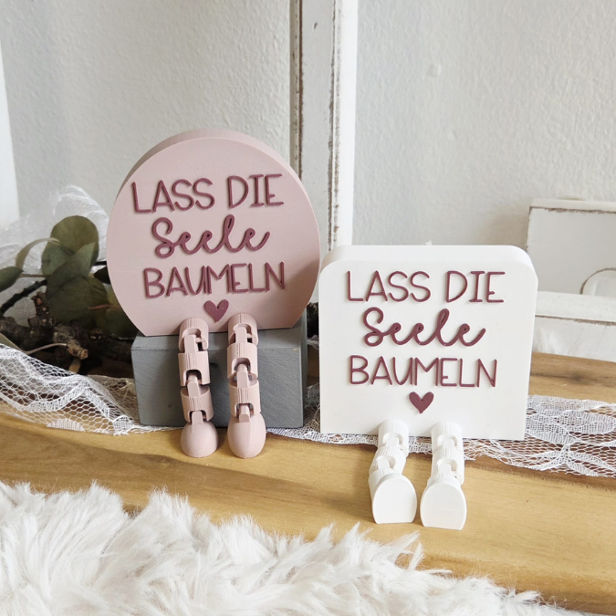 3MF für Bambu 3D Druck Datei 2 Designs Wackelbeine Statement Lass die Seele baumeln mit Beinen Deko 3D-Druck 3MF kawaii cute boho flexi – Bild 3