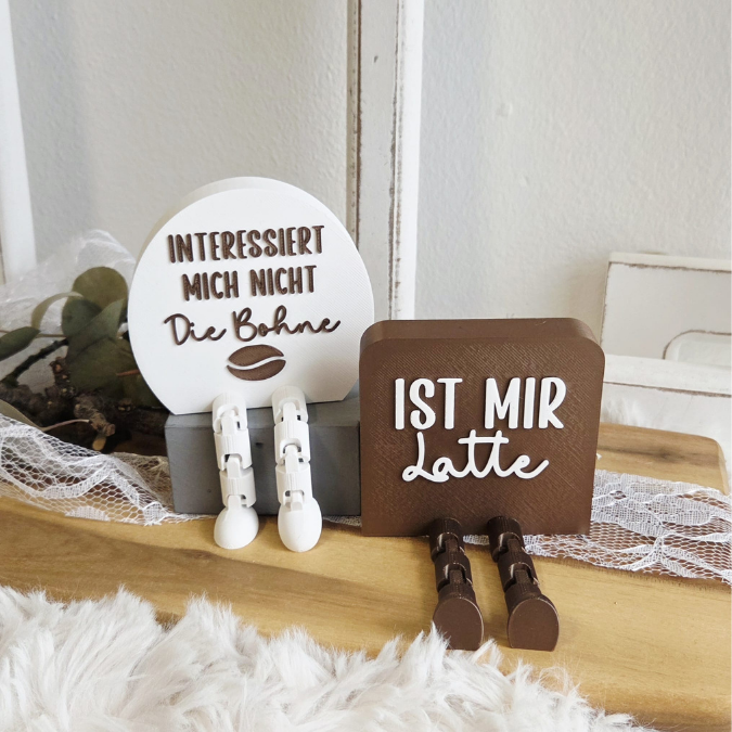 3MF für Bambu 3D Druck Datei 2 Designs Wackelbeine Statement Ist mir Latte Kaffee Bohne mit Beinen Deko 3D-Druck 3MF kawaii cute boho flexi