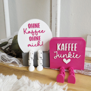 3MF für Bambu 3D Druck Datei 2 Designs Wackelbeine Statement Kaffee junkie mit Beinen Deko 3D-Druck 3MF kawaii cute boho flexi friend